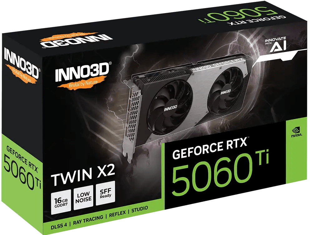 INNO3D GeForce RTX 5060 Ti TWIN X2 16GB GDDR7 Graphic Card | N506T2 - 16D7 - 191073N - 888630770067 - 4 - Vektra Computers LLC INNO3D GeForce RTX 5060 Ti TWIN X2 16GB GDDR7 Graphic Card | N506T2 - 16D7 - 191073N - 888630770067 - 4 - Vektra Computers LLC